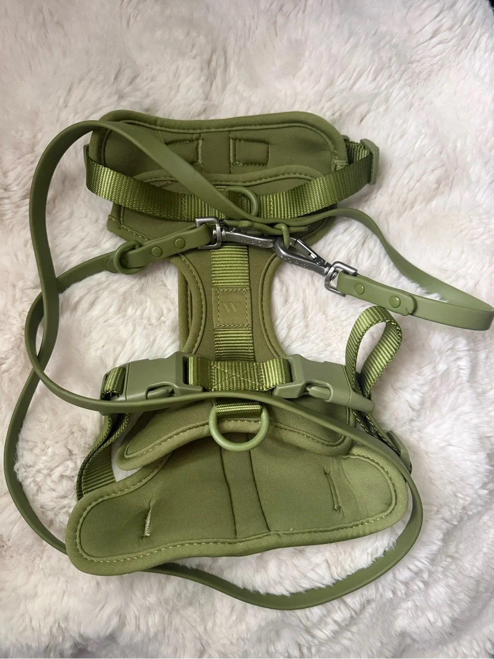 Wild One Green Padded Dog Harness Medium with Matching Leash Small NWOT